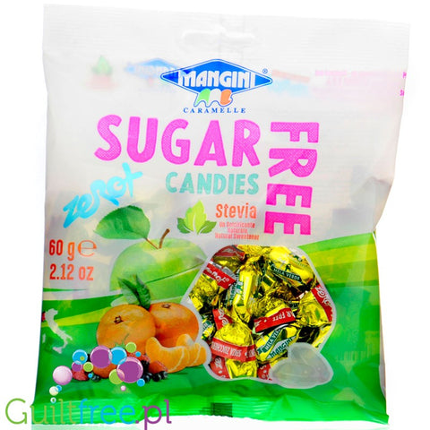 Mangini Zerot Caramelle Mela Verde - sugar-free green apple flavored candy with stevia