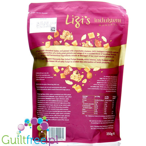 Lizi's Indulge Sea Salt Fudge Praline - bezglutenowa granola z krówkami i solonymi karmelizowanymi migdałami