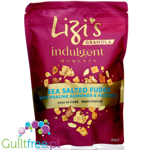 Lizi's Indulge Sea Salt Fudge Praline - bezglutenowa granola z krówkami i solonymi karmelizowanymi migdałami