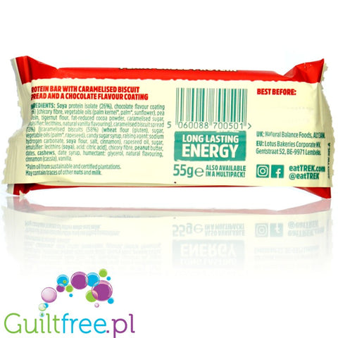 Trek Power Protein Bar Biscoff - vegan protein bar 15g protein with real Biscoff cream.