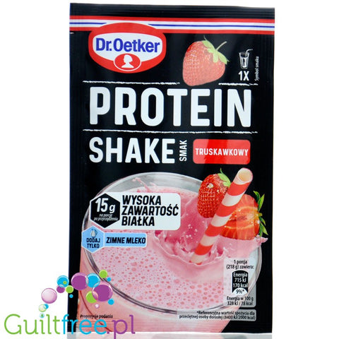 Dr. Oetker Protein Shake Strawberry - protein shake powder, sachet 1 serving 15g protein