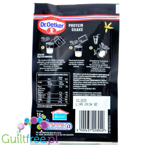 Dr. Oetker Protein Shake Strawberry - protein shake powder, sachet 1 serving 15g protein
