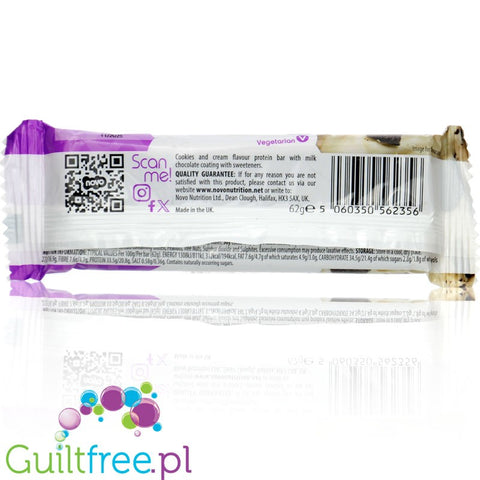 Novo Protein Bar Cookies & Cream - protein bar 20g protein & 194kcal, flavor Cookies & Milk Chocolate.