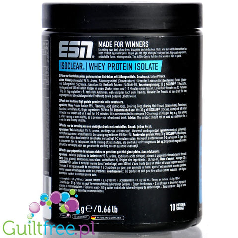 ESN Isoclear® Whey Isolate, Peach Iced Tea 300g - odżywka bez laktozy, cukru & tłuszczu, 23.7g białka & 102kcal