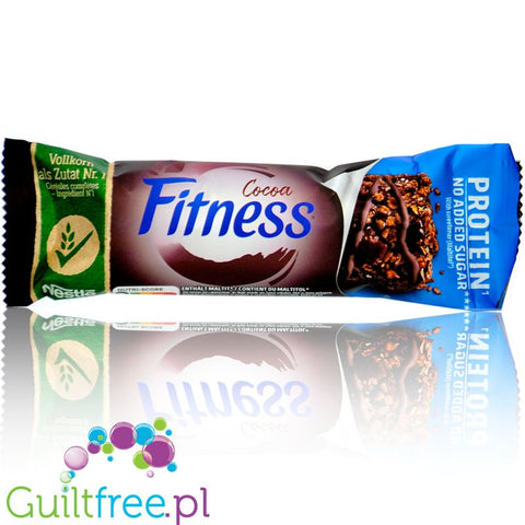 Nestle Fitness Protein Cacao Bar 66kcal - crunchy cereal bar without added sugar with chocolate and cacao.