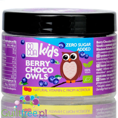 Raw Cocoa Kids Berry Choco Owls - vegan berry chocolate owls with acerola with no added sugar