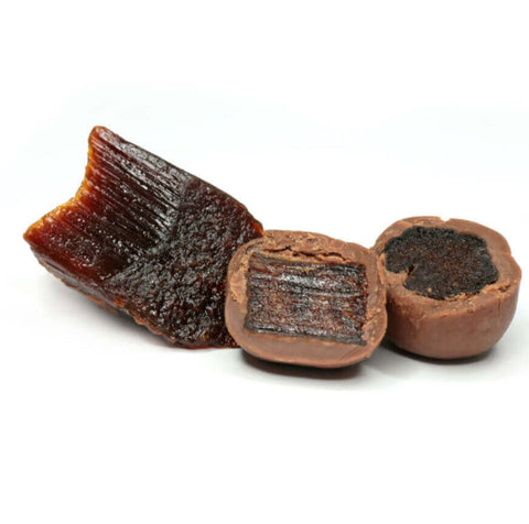 RAW COCOA Rhubarb in Creamy Chocolate - rhubarb in vegan non-dairy chocolate without sugar and palm oil