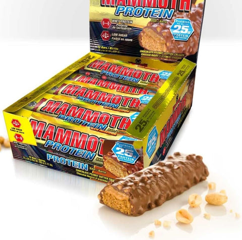 Mammoth Protein Bar Chocolate Peanut Butter Crunch - protein bar giant XXL 25g protein Chocolate & Peanut Butter.