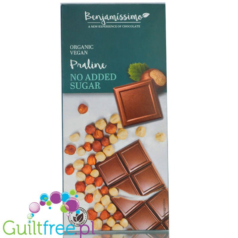 Benjamissimo Praline - organiczna wegańska keto czekolada bez dodatku cukru i maltitolu z orzechami laskowymi