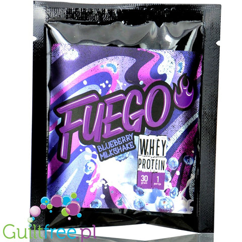 Fuego Whey Protein Blueberry Mikshake 30g - koncentrat białek serwatkowych o smaku jagodowego milkshake'a