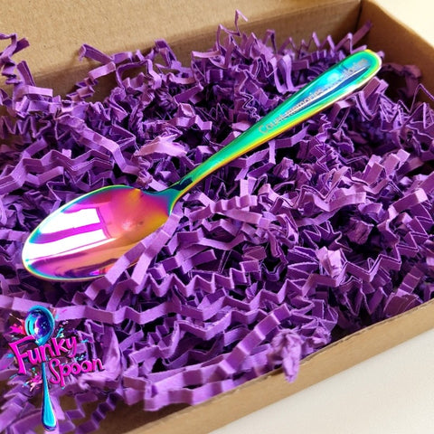 Funky Spoon grawerowana łyżka z afirmacją, Tęcza 14cm, Count Memories, not Calories