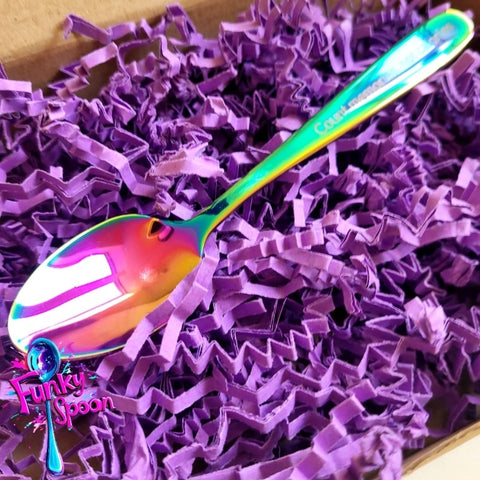 Funky Spoon engraved spoon with affirmation, Rainbow 14cm, Count Memories, not Calories