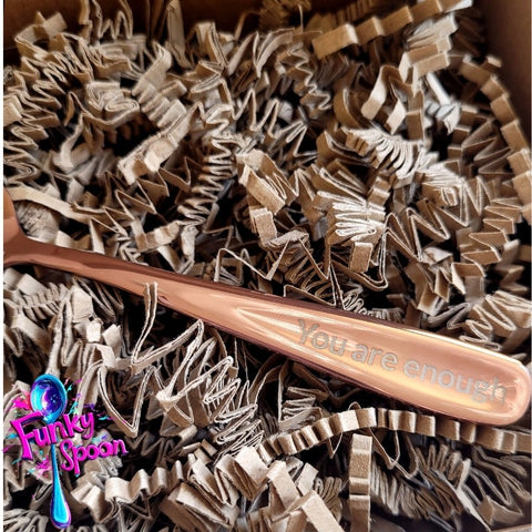 Funky Spoon grawerowana łyżka z afirmacją, Rose Gold 14cm, You are Enough