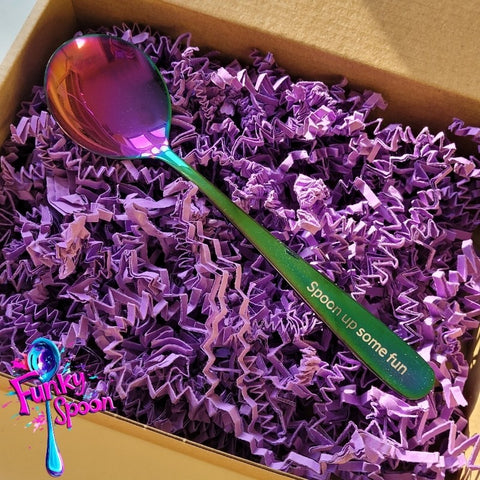 Funky Spoon grawerowana łyżka z afirmacją, Tęcza 17cm, Spoon up Some Fun