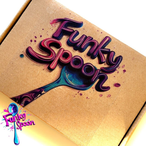 Funky Spoon grawerowana łyżka z afirmacją, Złoto & Róż, 17cm, Health starts with small Bites