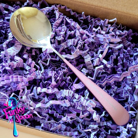 Funky Spoon grawerowana łyżka z afirmacją, Srebro & Róż, 17cm, Count memories, not calories