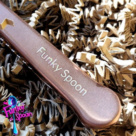 Funky Spoon engraved measuring spoon with sealing buckle, Rose Gold