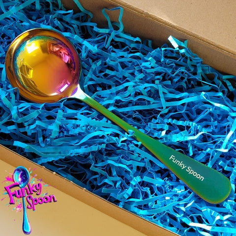 Funky Spoon grawerowana łyżka z afirmacją, Tęcza & Turkus 19,8cm