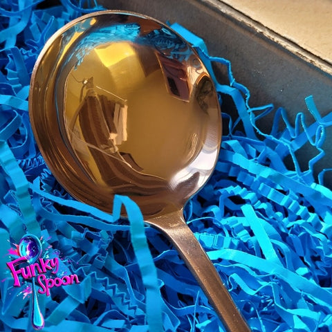 Funky Spoon grawerowana łyżka z afirmacją, Rose Gold 19cm, Eat, Love, Laugh, Repeat