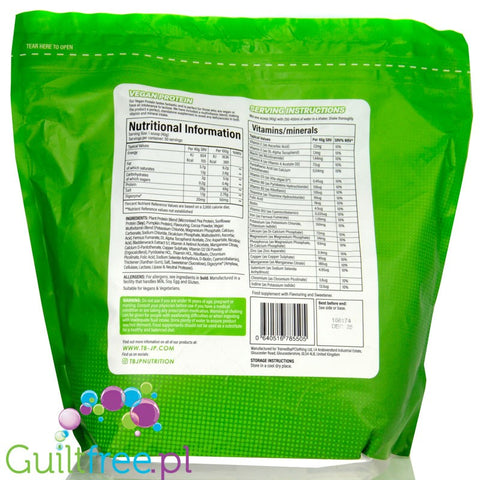 TBJP Vegan Protein Chocolate Caramel Nut 2KG - sugar-free vegan protein supplement with vitamins and minerals