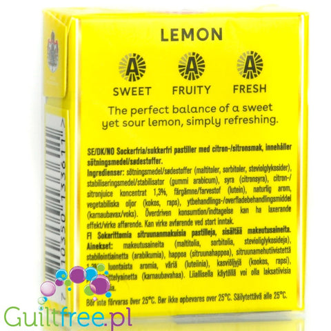 Läkerol Lemon - yellow sugar-free licorice with lemon flavor