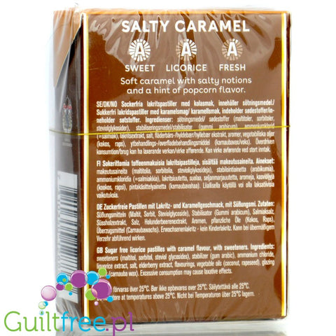 Läkerol Salty Caramel 75g - lukrecja bez cukru o smaku popcornu i słonego karmelu