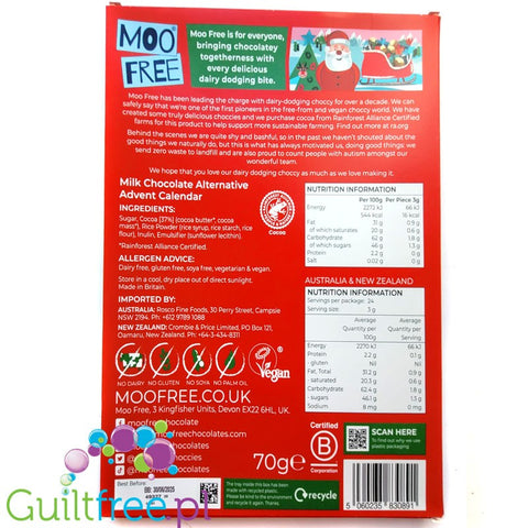 Moo Free Choccy Advent calendar - vegan, gluten-free, dairy-free, soy-free, gluten-free and palm oil-free