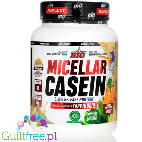 BIG® Micellar Casein, Mowgly White Chocolate 1kg - Casein with Lacprodan MicelPure®, White Chocolate & Buttery Biscuit