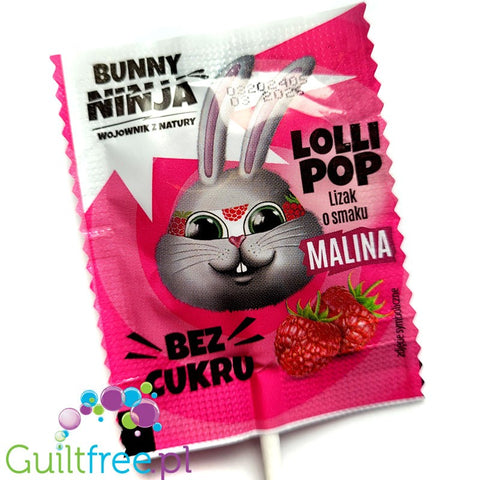 Bunny Ninja Lolli Pop, Raspberry 14kcal - sugar-free raspberry flavored lollipop with xylitol