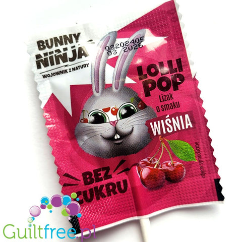 Bunny Ninja Lolli Pop, Cherry 14kcal - sugar-free cherry-flavored lollipop with xylitol