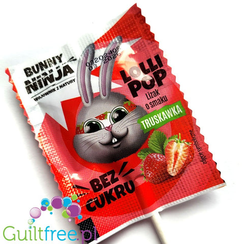 Bunny Ninja Lolli Pop, Strawberry 14kcal - sugar-free strawberry-flavored lollipop with xylitol