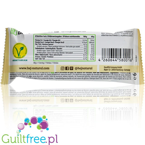 HEJ Bar Chocolate Chip - gluten-free protein bar with sugar-free white and milk chocolate