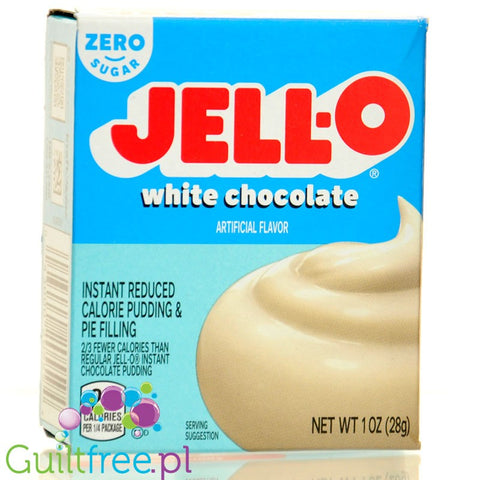 JellO White Chocolate Pudding Zero Sugar - Budyń Zero cukru & tłuszczu instant, smak Biała Czekolada