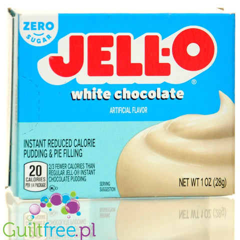 JellO White Chocolate Pudding Zero Sugar - Budyń Zero cukru & tłuszczu instant, smak Biała Czekolada