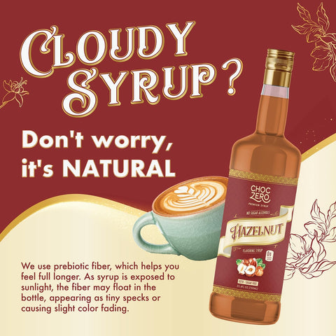 Choc Zero Coffe Syrup, Hazelnut - syrop do kawy bez cukru i sukralozy z błonnikiem, smak Orzech Laskowy