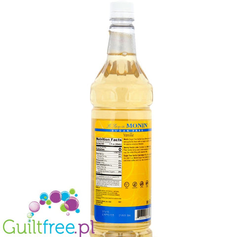 Monin Sugar Free Vanilla Syrup, 1L USA - syrop bez cukru i kalorii do kawy, smak waniliowy