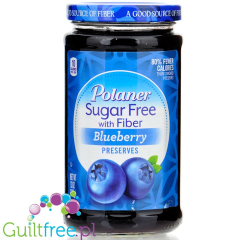 Polaner Sugar Free Blueberry Preserves - berry jam without sugar with fiber 80% less kcal