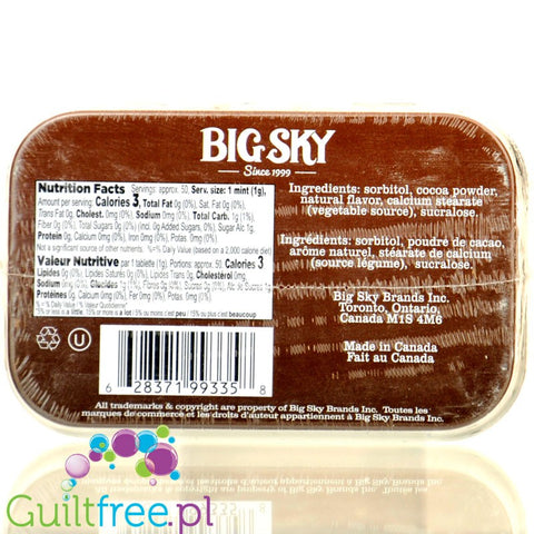 Big Sky Mints Chocolate Mint - sugar-free powdered lozenges with chocolate and mint flavor.