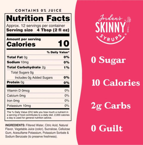 Jordan's Skinny Syrups Strawberry Lemonade - concentrated sugar-free syrup for making lemonade
