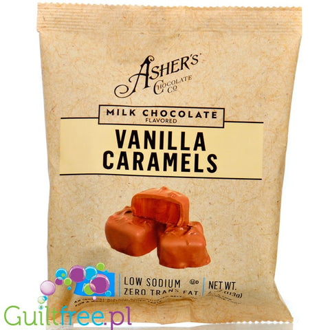 Asher's Chocolate Vanilla Caramels - czekoladki bez cukru z nadzieniem waniliowo-karmelowym