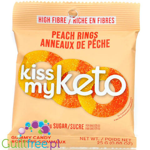 Kiss My Keto Keto Gummies, Peach Rings - błonnikowe żelki bez cukru i maltitolu, Brzoskwiniowe Kółeczka