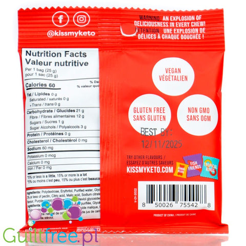 Kiss My Keto Keto Gummies, Sour Cola Pop - błonnikowe kwaśne żelki bez cukru i maltitolu