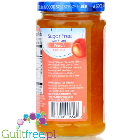 Polaner Peach Preserves - sugar-free peach jam with fiber 80% less kcal