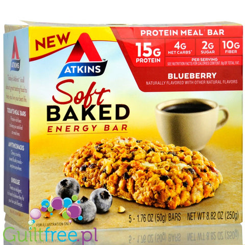 Atkins Meal Soft Baked Blueberry BOX x 5 bars - breakfast bar 190kcal & 15g protein