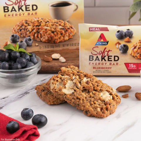 Atkins Meal Soft Baked Blueberry BOX x 5 bars - breakfast bar 190kcal & 15g protein