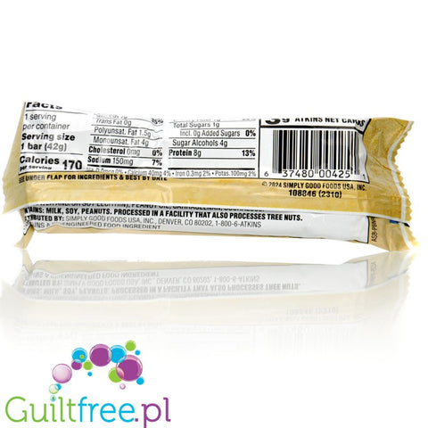 Atkins Snack Peanutty Overload Bar - low sugar bar 170kcal & 8g protein without maltitol