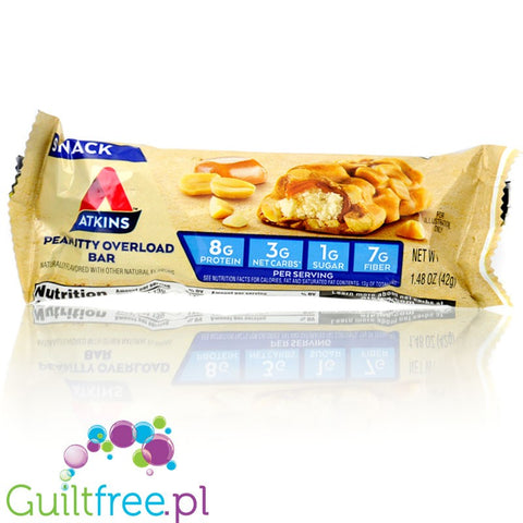 Atkins Snack Peanutty Overload Bar - low sugar bar 170kcal & 8g protein without maltitol