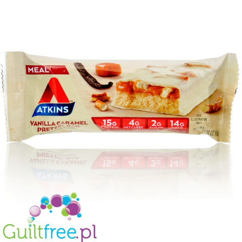 Atkins Meal Vanilla Caramel Pretzel - protein bar with caramel and salted pretzels 17g protein & 200kcal