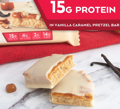 Atkins Meal Vanilla Caramel Pretzel - protein bar with caramel and salted pretzels 17g protein & 200kcal