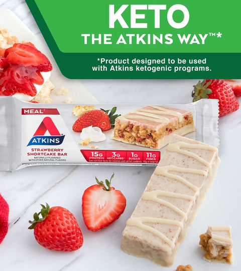 Atkins Meal Strawberry Shortcake flavored protein bar 15g protein & 190kcal